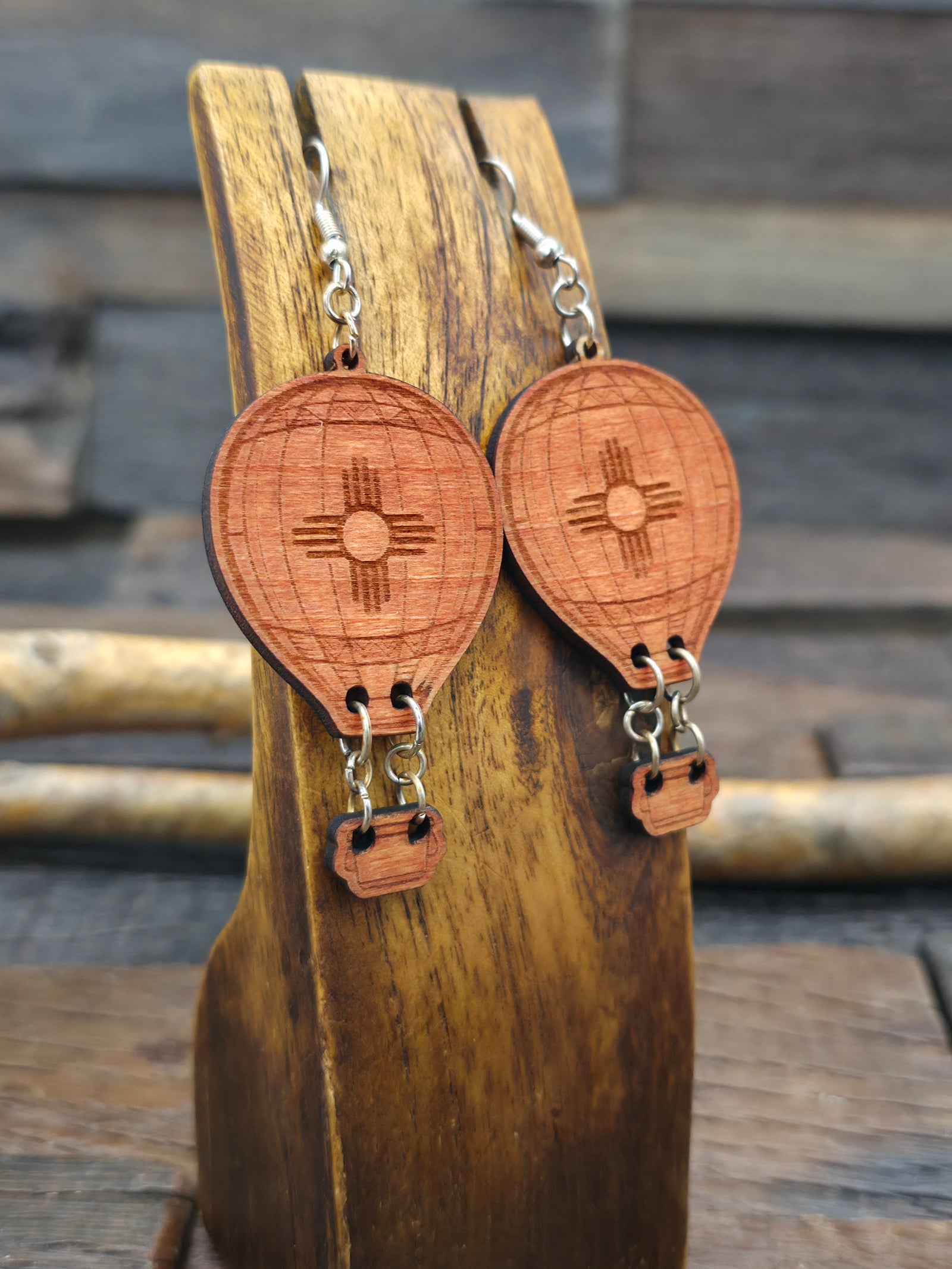 Wooden Balloon Earrings - 3 in. by 1 1/4 in.