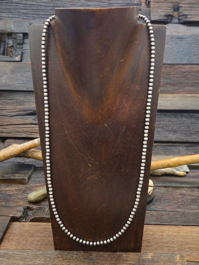Sterling Silver Oxidized Bead Necklace 4mm 26 in.