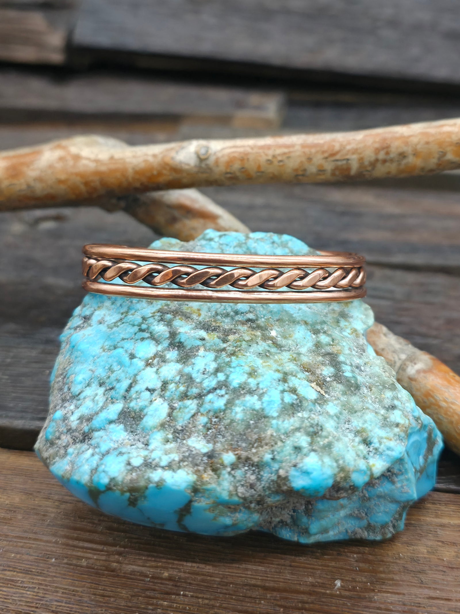 Interior Twist Copper Cuff by Elaine Tahe - 6 in. w/gap