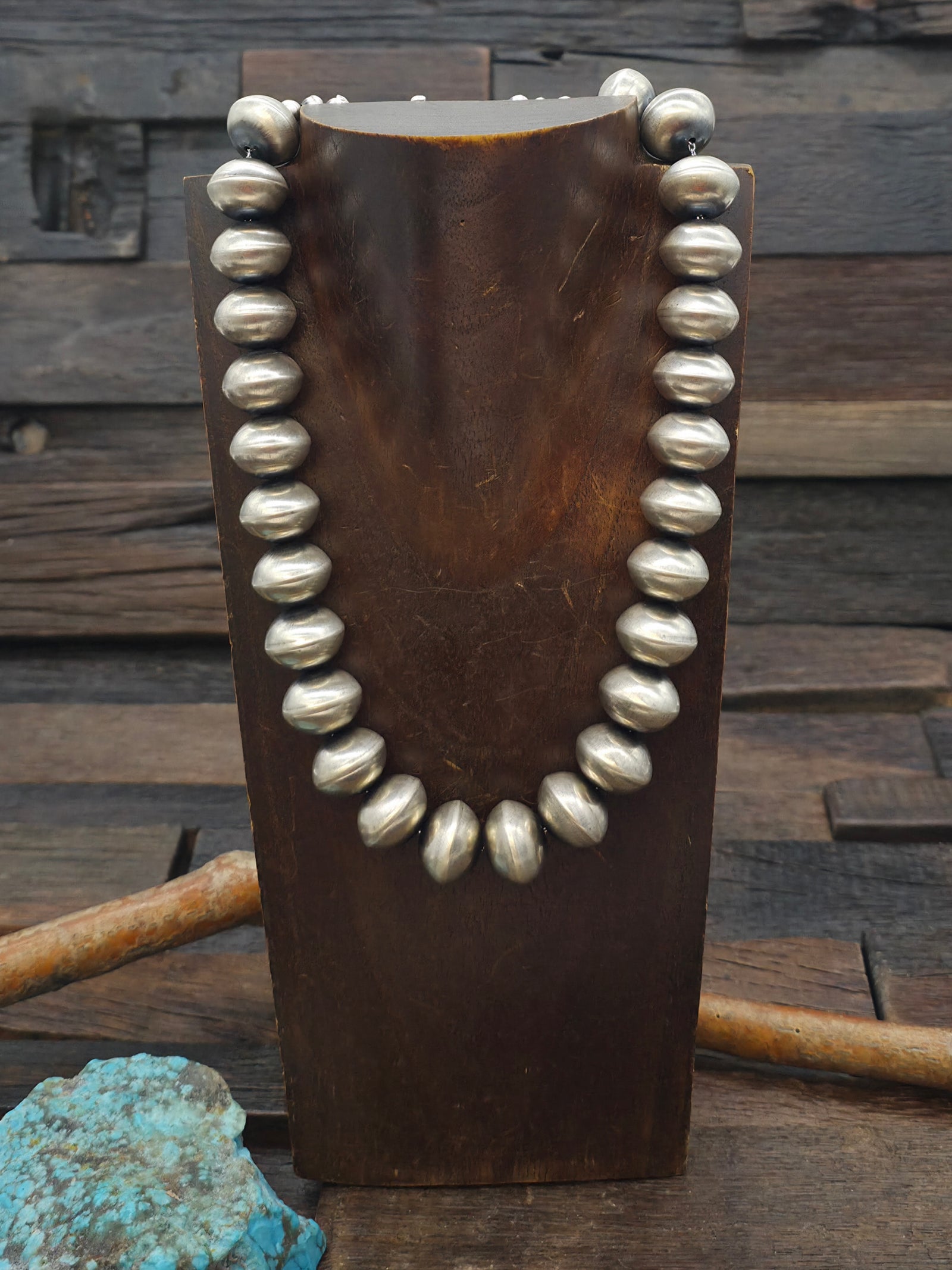 Sterling Silver Navajo Pearl Necklace by Dorinda Mariano - 18 in. 1 in. Semi Bead