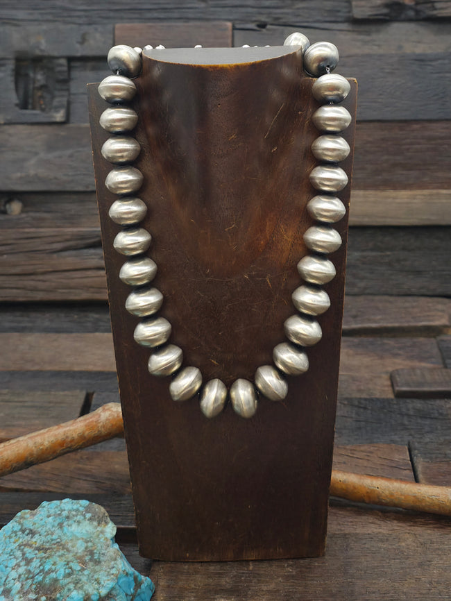 Sterling Silver Navajo Pearl Necklace by Dorinda Mariano - 18 in. 1 in. Semi Bead