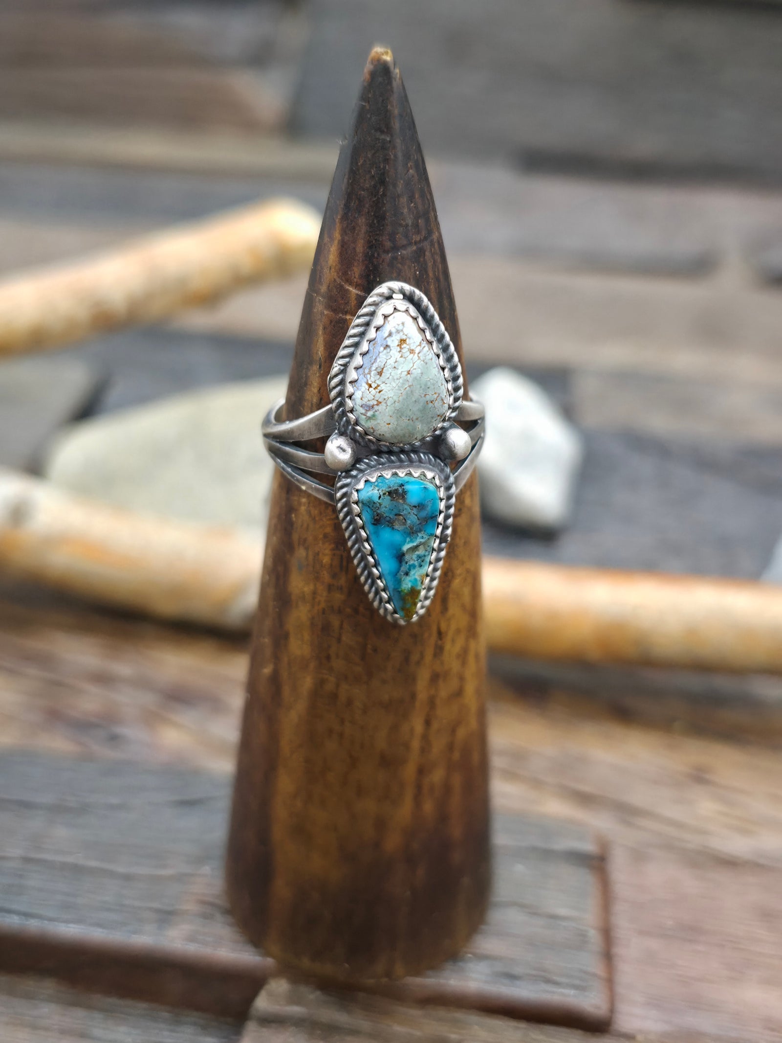Sterling Silver Variscite Turquoise Ring by L. Ganado - Size 9