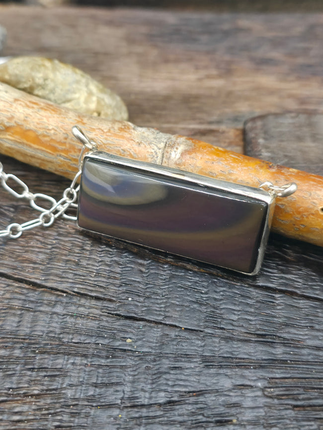 Sterling Silver Abalone Shell Bar Necklace by Irvin Tsosie - 18 in.