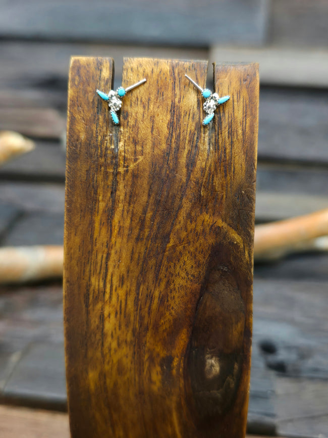 Vintage/Estate Turquoise Needlepoint Mini Hummingbird Earrings