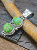 Sonoran Gold Turquoise 2 Stone Sterling Silver Pendant by Rosella Paxton