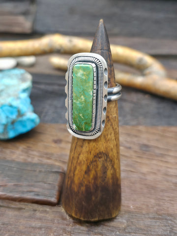 Sterling Silver Pear Shape Turquoise Ring - Size 7