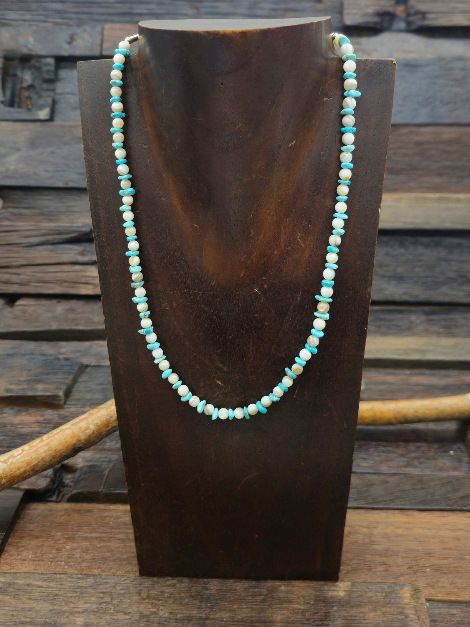 Blue Turquoise and Agate Necklace - 16 in. w/2 in. extender