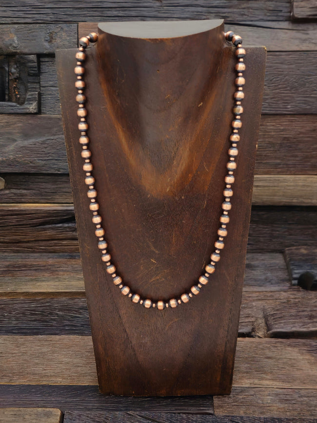 Oxidized Copper Bead Necklace 22 in.