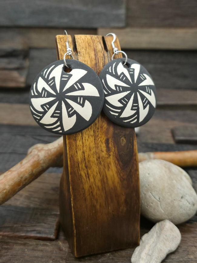 Pottery Dangle Earrings by Mary Garcia - 2 1/2 by 2 in.