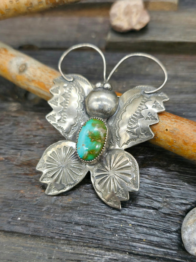 Sterling Silver Turquoise Butterfly Pin