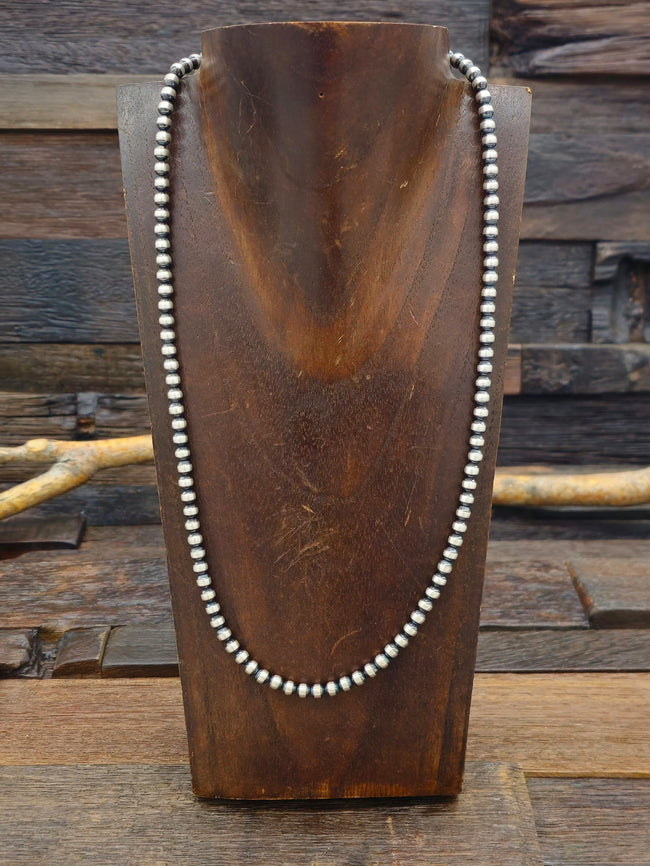 Sterling Silver Oxidized Bead Necklace 5mm 22 in.