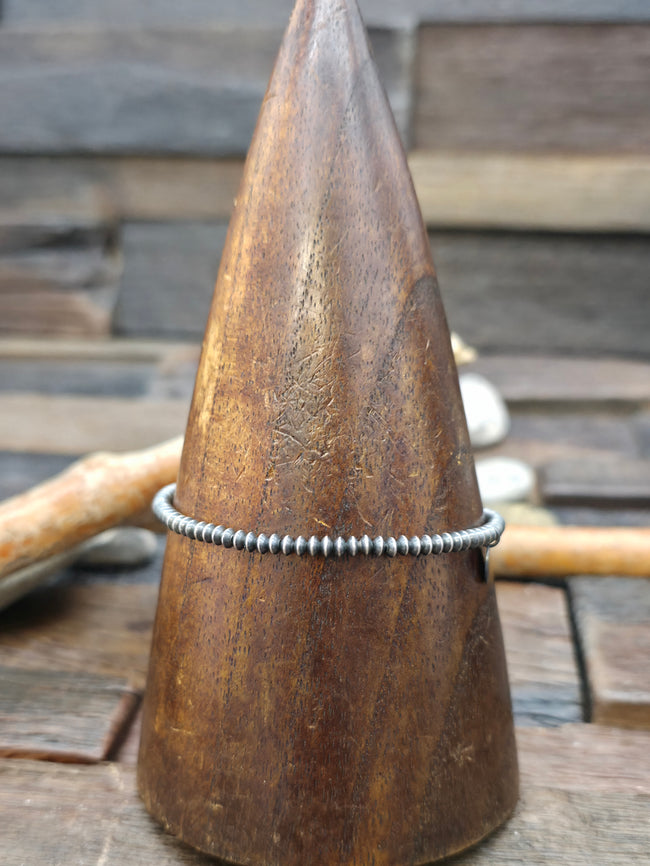 Mini Sterling Silver Saucer Bead Stretchy Bracelet - 7 in.