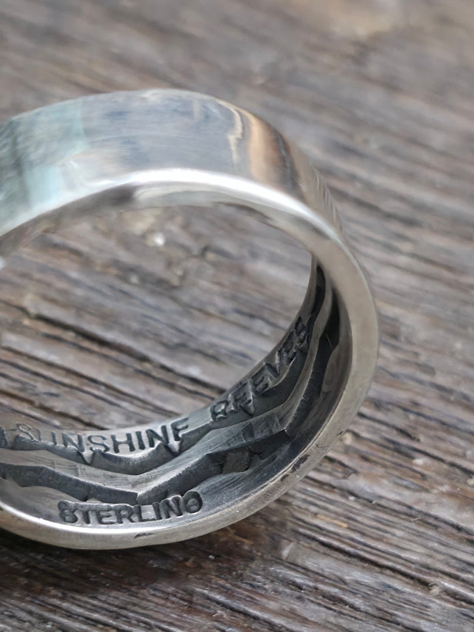 Sterling Silver Band Ring with Interior Stamp Work by Sunshine Reeves - Size 7 1/2 - Designs Vary