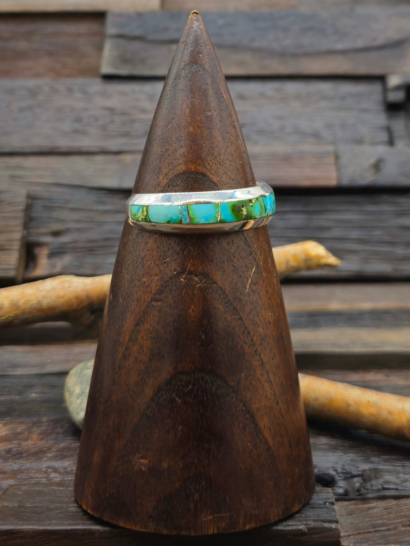 Sonoran Turquoise Inlay Sterling Silver Cuff - 6 in.