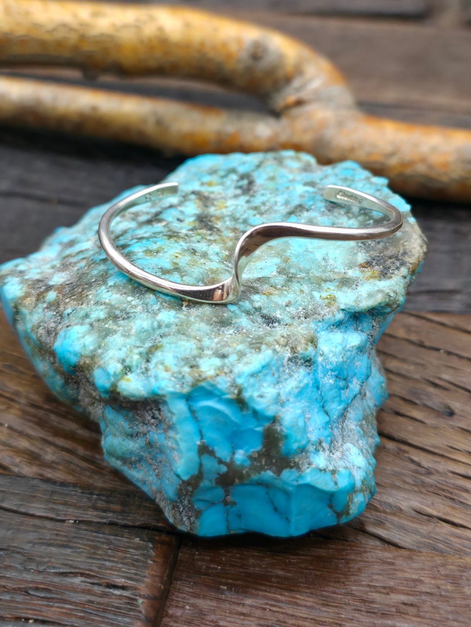 Wave Sterling Silver Baby Bracelet by Yolanda Skeets - 4 1/2 in.