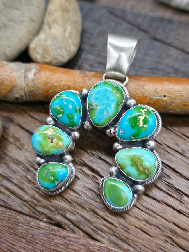 Sterling Silver Sonoran Turquoise Naja Pendant by Paul Livingston - 2 1/2 in. by 1 3/4 in.