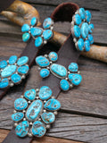 Sterling Silver Sleeping Beauty Turquoise Nugget Cluster Concho Belt - 44 in.