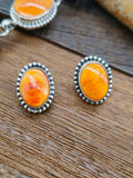 Orange Spiny Oyster Sterling Silver Lariat by Darrin Livingston - 24 in.