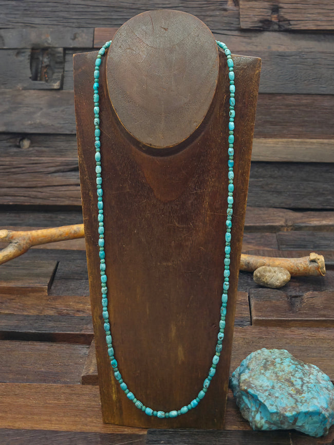 Dainty Blue Sky Horse Turquoise Necklace by Fred Archuleta -  26 in.