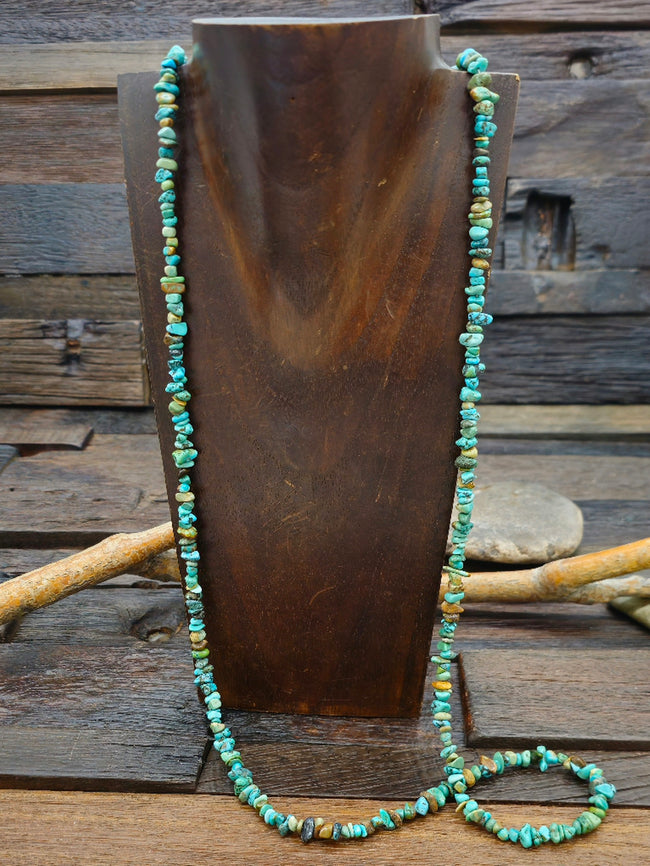 Green Turquoise Nugget Necklace - 38 in.