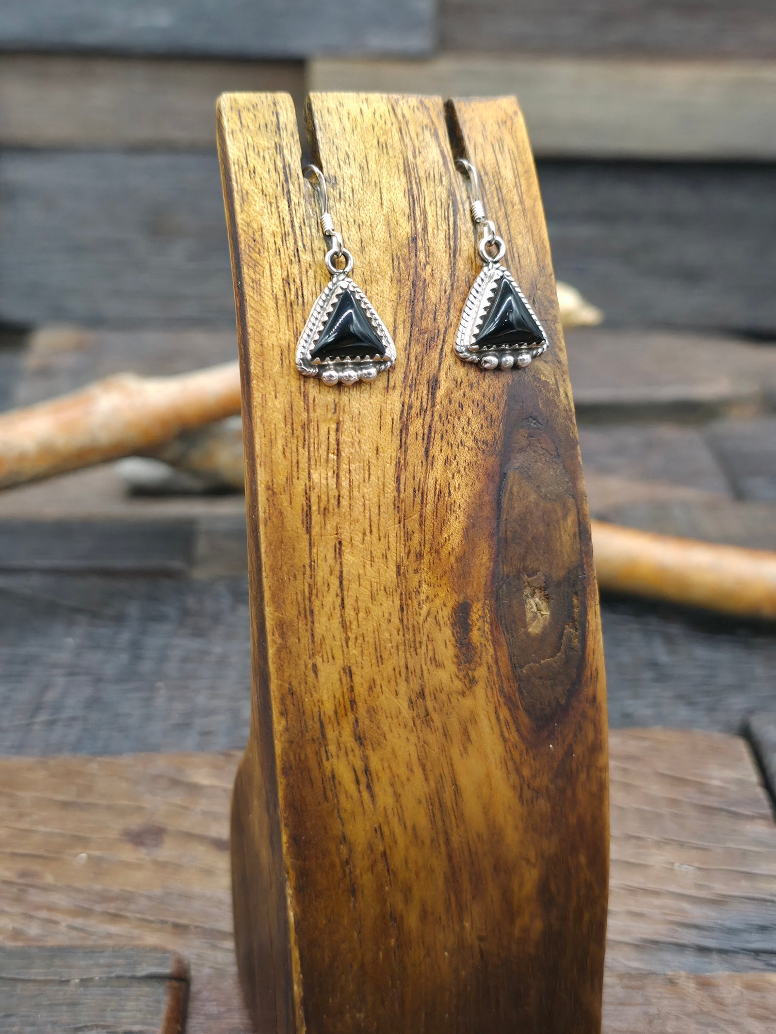 Sterling Silver Onyx Dangle Earrings by Sharon McCarthy - 1 1/4 in. by 1/2 in.