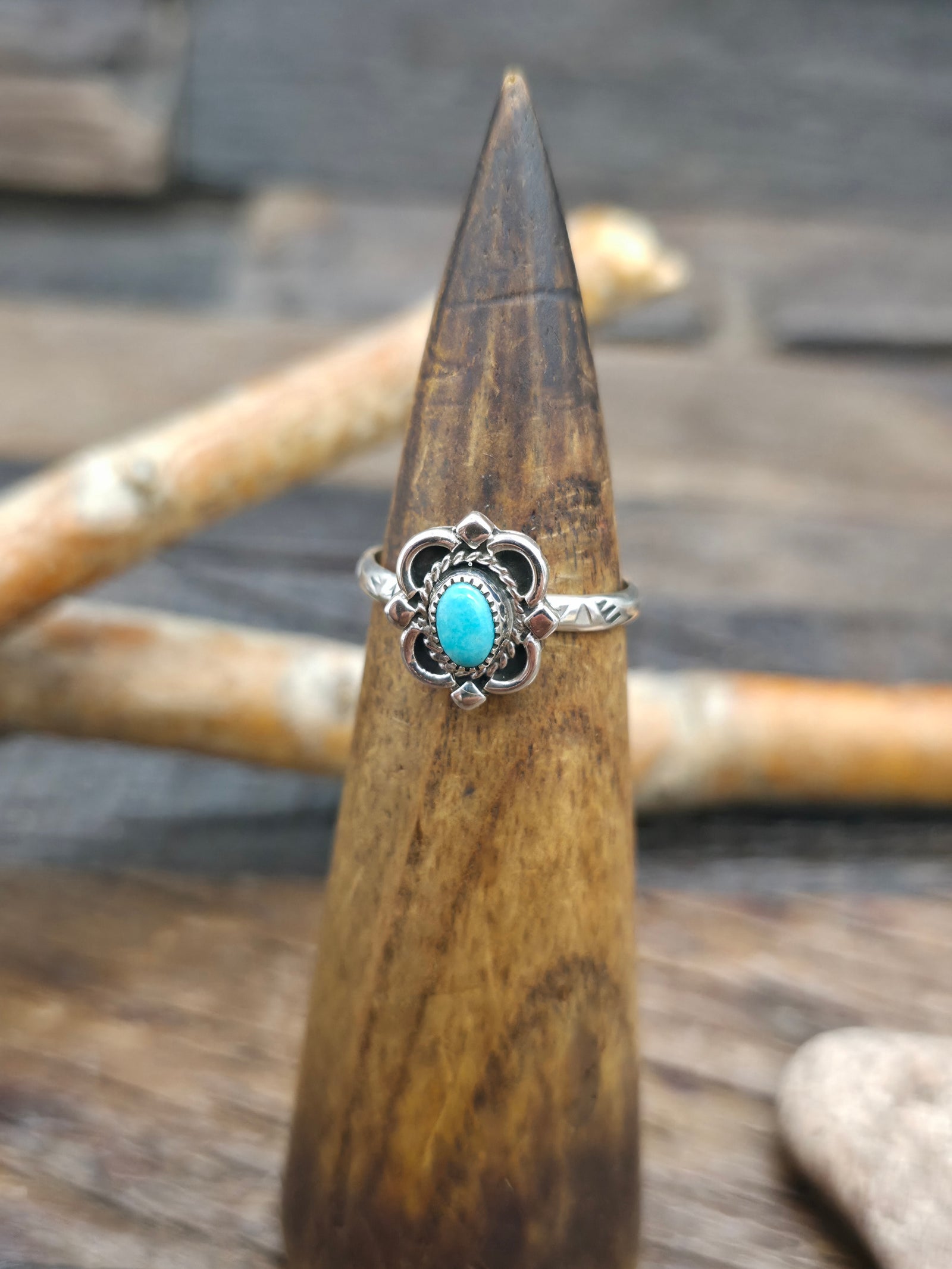 Sterling Silver Turquoise Ring by Hiram Largo - Size 9