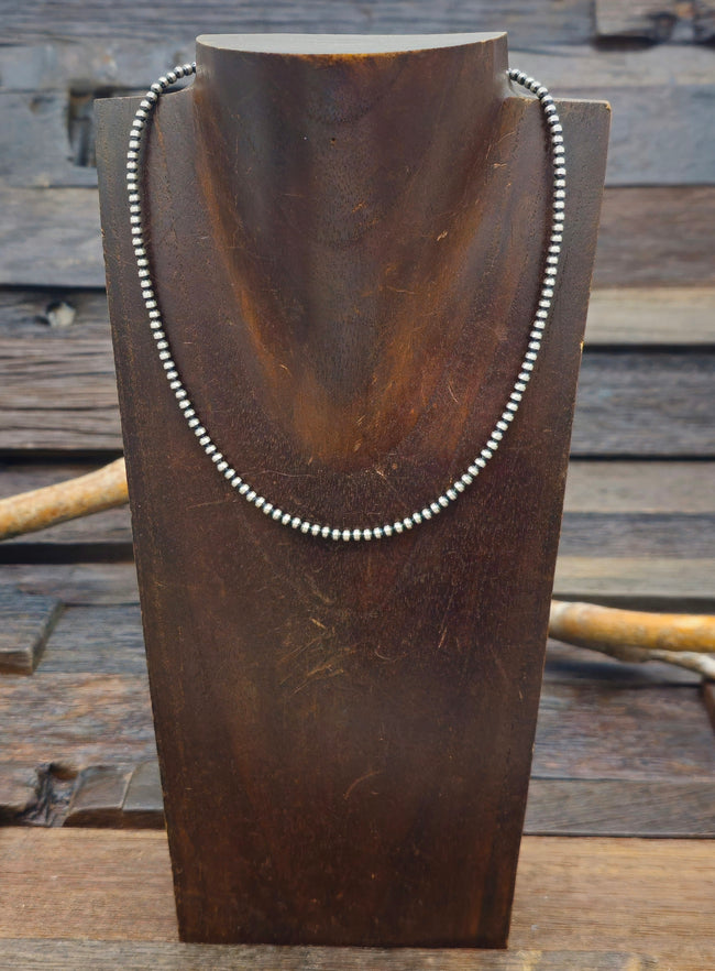Sterling Silver Oxidized Bead Necklace 3mm 16 in.