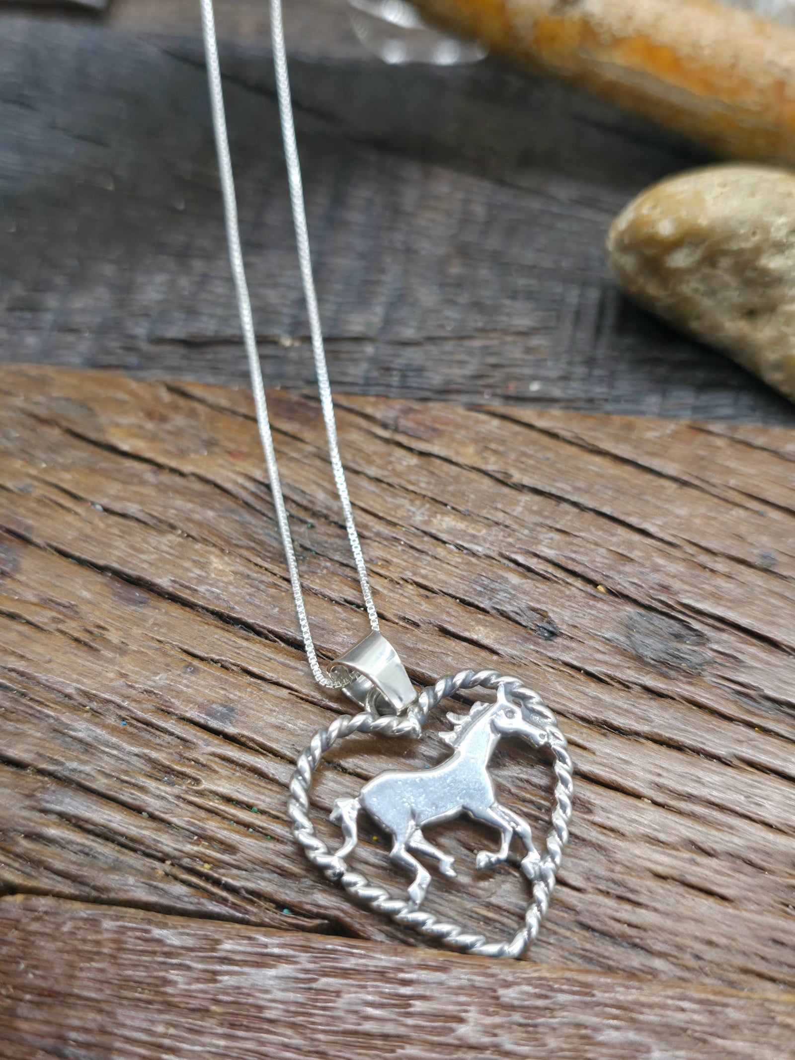 Sterling Silver Horse Heart Pendant on 18 in. Chain - 1 in. by 7/8 in.