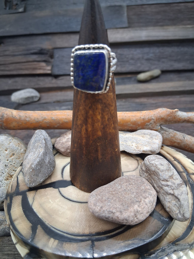 Lapis Lazuli Square Adjustable Ring Sterling Silver by Jacob Trancosa