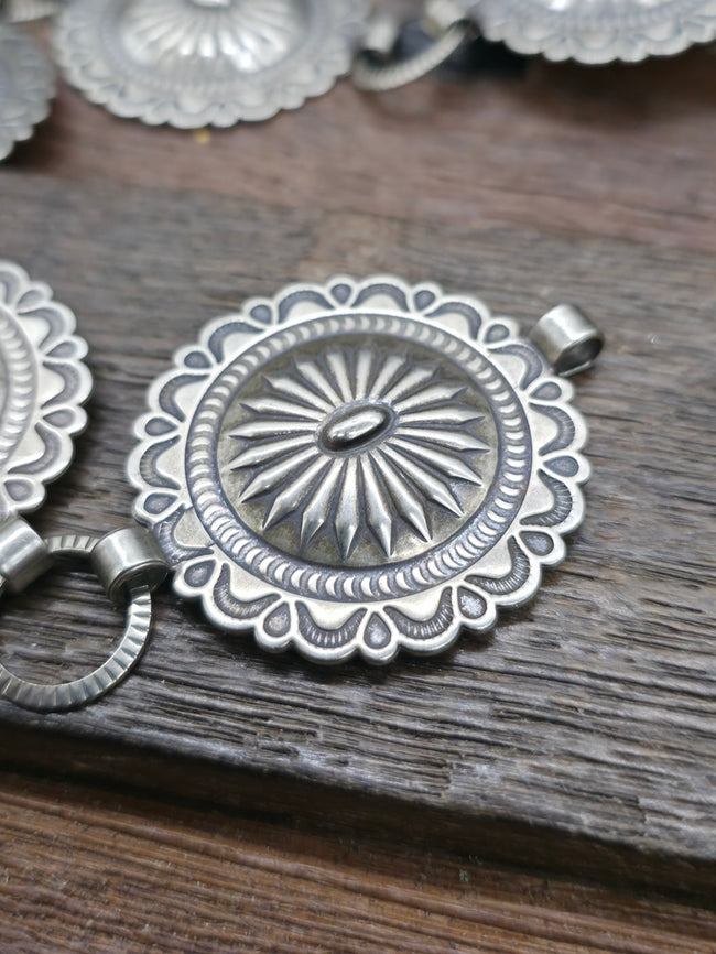 Stamped Nickle Silver Chain Concho Belt - 42 in.