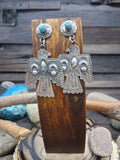 Sterling Silver Stamped Eagle with Turquoise Post Dangle Earrings (2.5