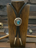 Sterling Silver Blue Turquoise Bolo Tie by Leonard Nez