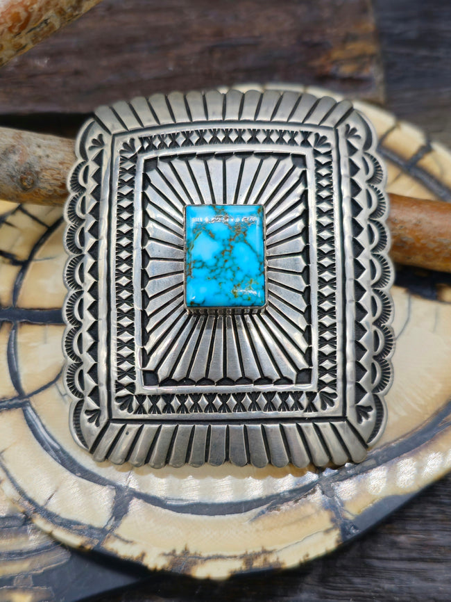 Sterling Silver and Kingman Turquoise Buckle by Albert Jake