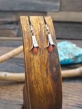 Sterling Silver and Coral Squash Blossom Earrings by Doris Smallcanyon