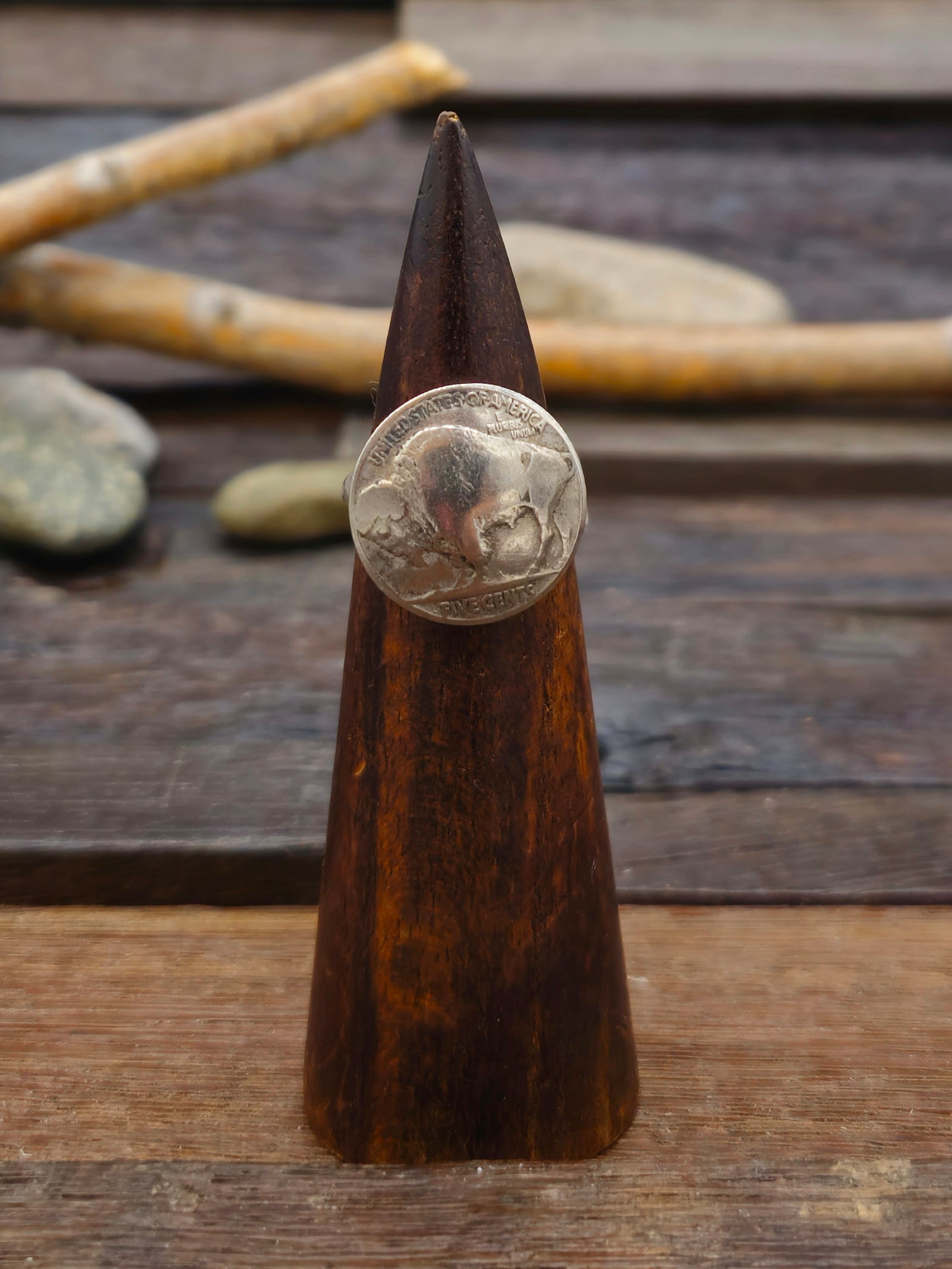 Buffalo Nickle Ring with Sterling Silver Band - Size 8