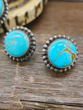 Sterling Silver and Turquoise Lariat Necklace and Earring Set by Nila Johnson - 37 in