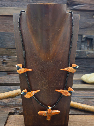 Pipestone, Jet, and Turquoise Heishi Necklace by Torevia Crespin - 20 in