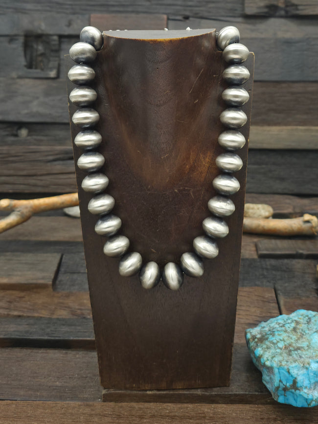 Sterling Silver Navajo Pearl Necklace by Dorinda Mariano - 18 in. 18 mm Bead