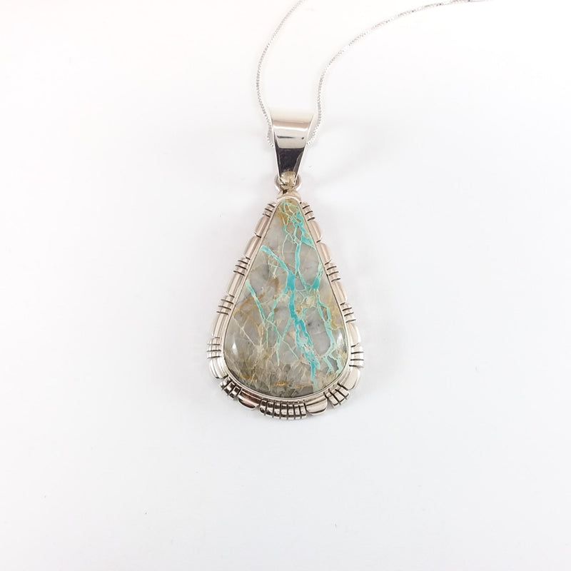 Robert Concho boulder turquoise sterling silver pendant.