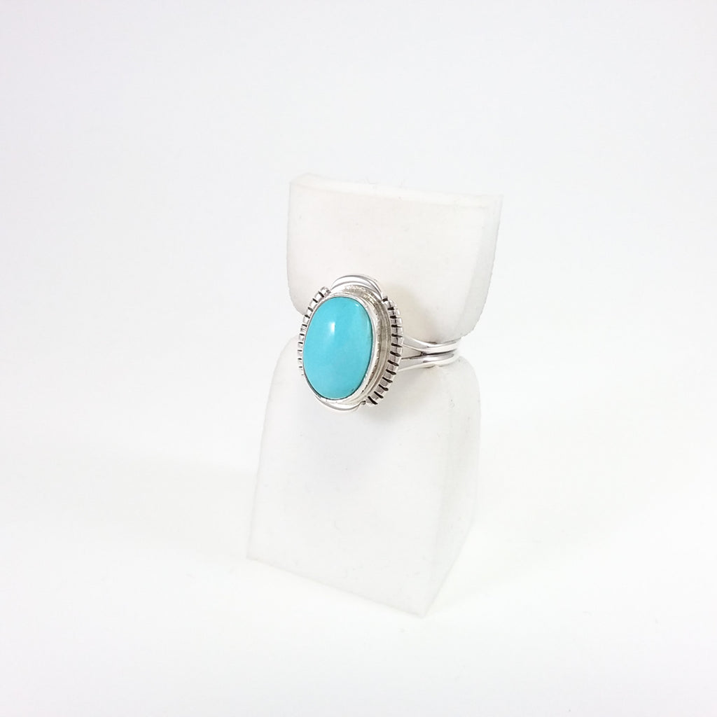 Blue Turquoise Ring by Larry Yazzie