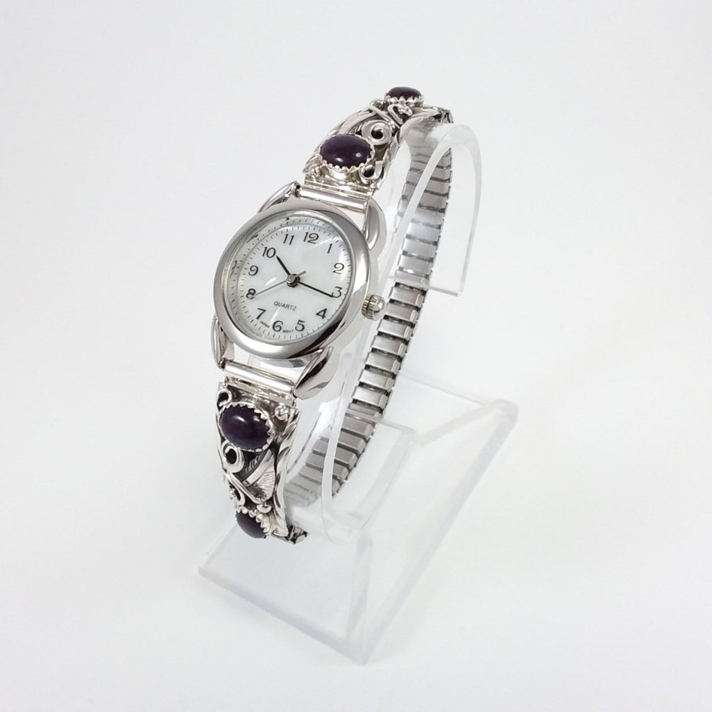 Navajo sugilite sterling silver watch band.
