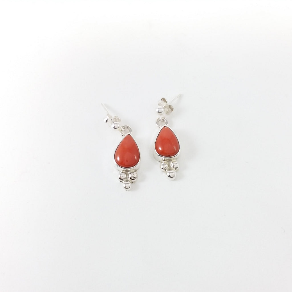 Navajo coral sterling silver earrings.