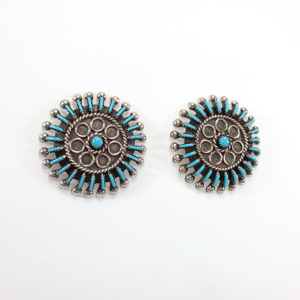 Philander Gia Zuni turquoise sterling silver needle point earrings.