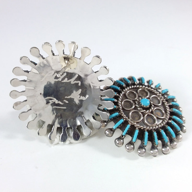 Philander Gia Zuni turquoise sterling silver needle point earrings.