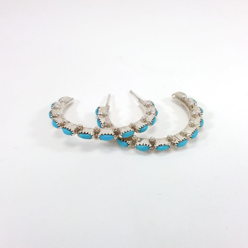 Bernard Cadnini turquoise sterling silver hoop earrings.