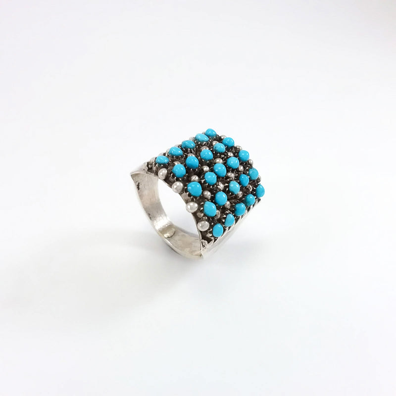 Turquoise Petit Point Ring by Peter Haldo III