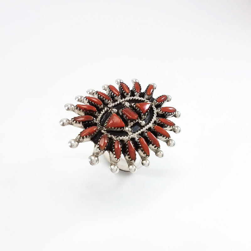 Zuni Needlepoint Coral Ring