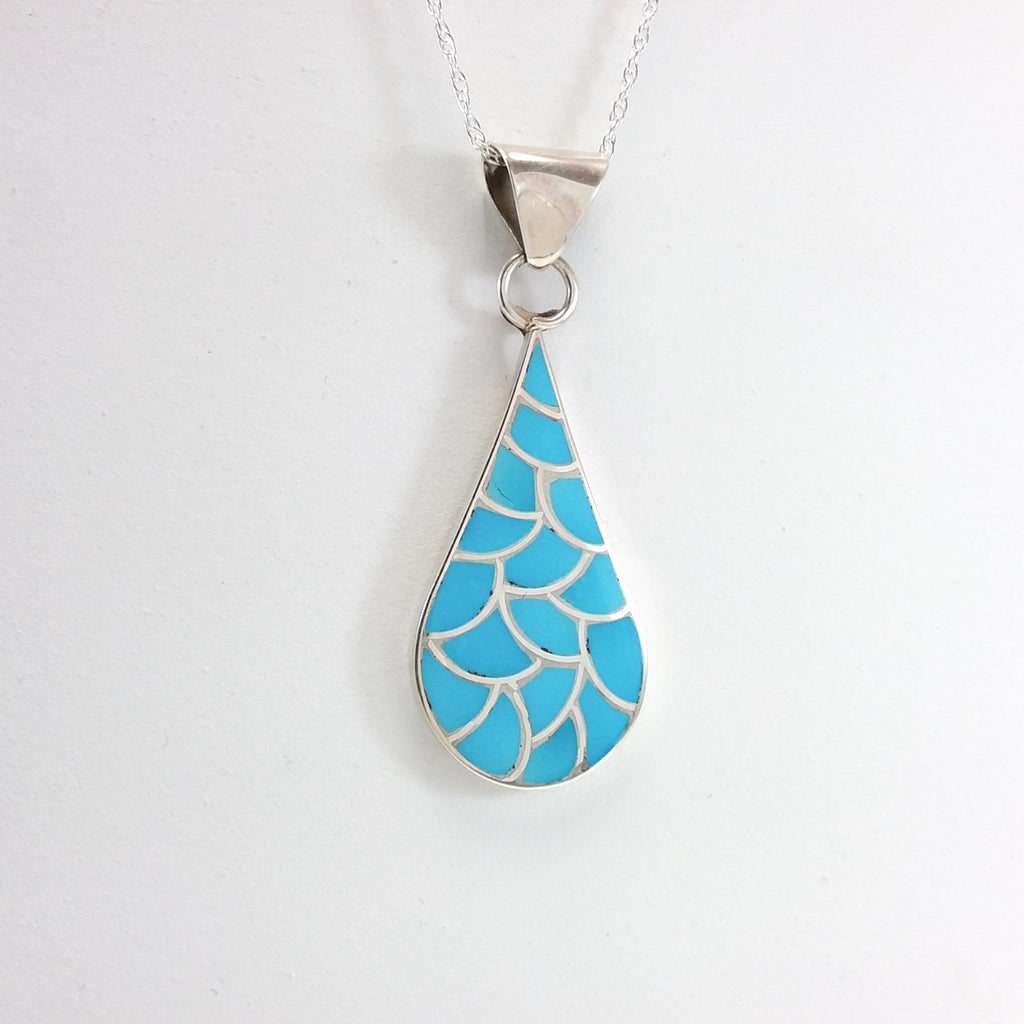 Carmichael Haloo turquoise sterling silver inlay pendant