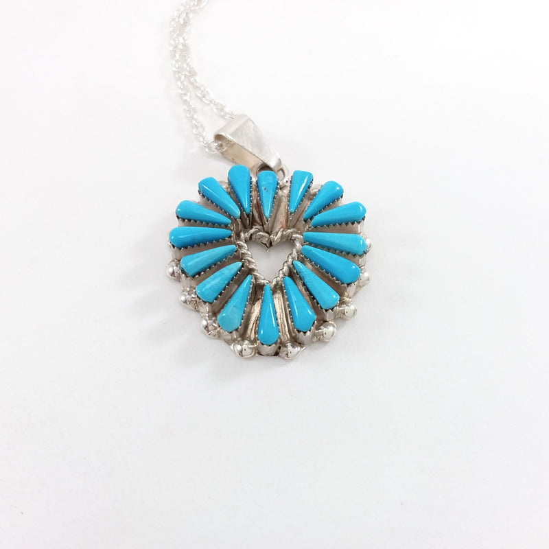 Zuni Pueblo turquoise sterling silver heart pendant