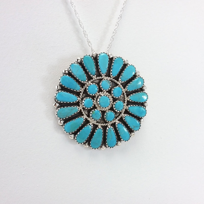 Zelda Begay turquoise sterling silver pin/pendant